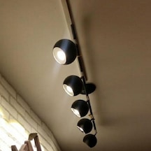 Rsylight Retro Siyah 180 Derece Hareketli Modern Spor 5 Li Led Spot Avize Günışığı Ampullü