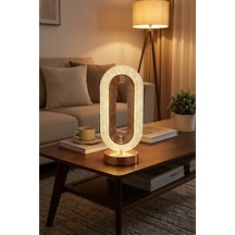 Plentiful Plentiful Oval Şeklinde Kristal Led Masa Lambası Dokunmatik, 3 Renk Işık Modlu, Şarjlı Dekoratif Gec