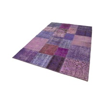 Bespoky Mor Patchwork Vintage Salon Halısı El Dokuma