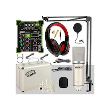 Midex Cx1 Functional Paket-4 Stüdyo Mikrofon Ses Kartlı Mikser Kulaklık Stand