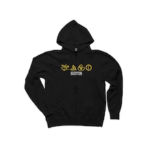 Led Zeppelin Zoso Yellow Siyah Fermuarlı Kapşonlu Sweatshirt Siyah