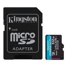 Kingston Canvas Go Plus SDCG3/512GB 512GB DXC 170R A2 U3 V30 Hafıza Kartı + Adaptör