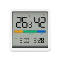 Novahub Yeni Xiaomi Miiiw Dilsiz Sıcaklık Nem Saati Ev Kapalı Yüksek Hassasiyetli Bebek Odası C/f Sıcaklık Monitörü 3.34 İnç Büyük Lcd