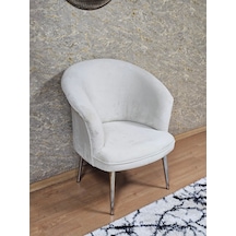 Zafir Tekli Teddy Krom Kaplama Sivriltme Ayak Çay Seti Koltuk Tekli Berjer , Balkon, Salon, Ofis Krem