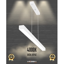Lineer 120cm Beyaz Kasa,doğal Beyaz Işık Modern Sarkıt Led Avize Beyaz