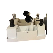 2'li Akrilik Stand Fırçalı Kare Sıvı Sabunluk Tr-3669 Siyah Siyah