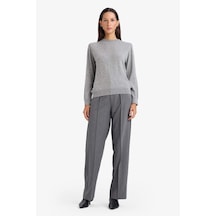 Defacto Straight Fit Yüksek Bel Düz Paça Twill Pantolon G8068ax26spar12 Antrasit-ar12