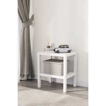 2 Katlı Dikey Raf, Plastik Sehpa, Balkon Rafı, Saksılık, Banyo Mutfak Rafı, Beyaz Beyaz