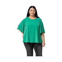 Disentis Büyük Beden Geniş Kısa Kollu Benetton Yeşili Bluz-benetton Yeşili Yeşil