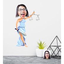 Kişiye Özel Bayan Avukat Karikatürlü Duvar Sticker 50X70CM 2