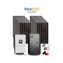 Veratech 15kw Villa Solar Paketi - 600w Topcon Half Cut Günaş Paneli, 15kw Hibrit İnverter, 15kw Lityum Batarya