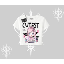 Tarzsokak Babby Tee Tshirt Cute Anime Gamer Girl Baskılı Beyaz