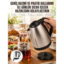 Mey İthalat Kettle Su Isıtıcı C F Priz Uyumlu 220 - 240 V Paslanmaz Çelik Kablolu