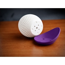 Gees Global 3d Baskı Küre Saksı - Kafes Dokulu İki Parçalı Dekoratif Saksı - Beyaz-mor Gbzs