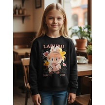 Zekids Kız Çocuk Pamuklu Karakter Baskılı Sweatshirt-16389 Siyah