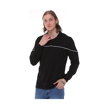 Uniprom Uzun Kollu T- Shirt Penye Polo Yaka %100 Pamuk Siyah Erkek Siyah