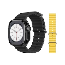 GS8 Watch 8 Ultra Akıllı Saat Siyah Watch 2.02 Inc Sarı Silikon Kordon Hediye (İthalatçı Garantili)