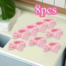 Willowhaven 8'li Pembe Kadın Yüksek Esnek Havlu Saç Bandı - Yüz Yıkama, Makyaj Ve Spor İçin Pembe