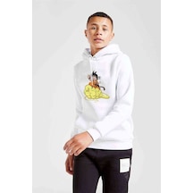 Tshirthane Anime Dragon Ball Baskılı Unisex Çocuk Kapüşonlu Beyaz Sweatshirt (534751414) Beyaz