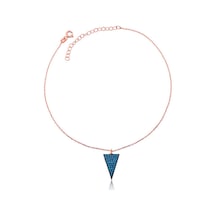 Blackcraft 925 Ayar Gümüş Rose Mavi Üçgen Halhal Bc-40c027 Renkli