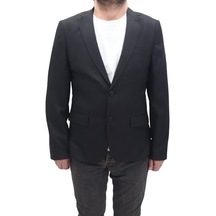Twenhil Dmctekstil Erkek Ckt-200 Düz Klasik Kesim Normal Kalıp Çift Düğme Blazer Ceket Siyah