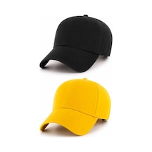 Caxis Spor Şapka Unisex 2'li Takım Arkası Cırtlı Ayarlanabilir Sari Suyah