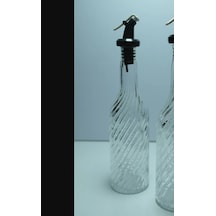 Şeffaf Cam Yağlık Sirkelik Yağdanlık Siyah Az Döken Kapaklı 400ml