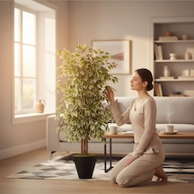Yapay Ficus Ağaç 150 Cm Siyah Plastik Saksı Yeşil
