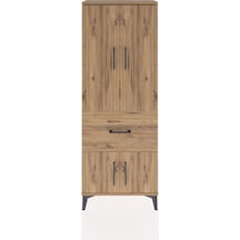 Arges Dolap 3 Raflı Tek Çekmeceli 4 Kapaklı 60x30x163 Çam-çam Çam