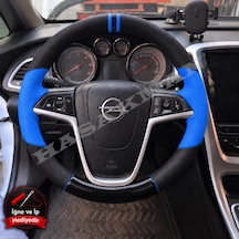 Opel Mokka Dikme Direksiyon Kılıfı Delikli Deri Parlak Siyah Mavi Detay Çift Yüzük Ve Dikiş 2012-2016