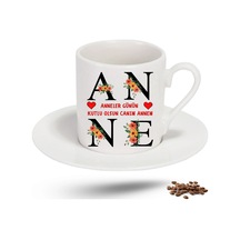 Anneler Günü Hediyesi Özel Tasarım Türk Kahve Fincanı Tekli-4 Beyaz