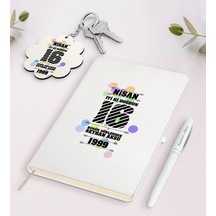 Kişiye Özel Tarihli İyi Ki Doğdun Beyaz Defter Kalem Ve Anahtarlı