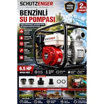6.5 Hp 2 Inç Çıkışlı Benzinli Su Pompası 200 Mt Yatay Su Basar 4 Zamanlı Motor Turbo Güç Kırmızı
