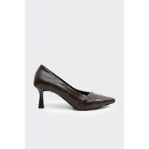 Derinet Fiona Klasik Topuklu Stiletto Kahve Croco Kahve Croco