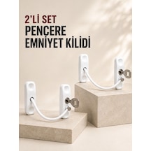 2 Li Set Pencere Güvenlik Kilidi Anahtarlı Kablolu Çocuk Emniyet Kilidi Beyaz Çok Renkli