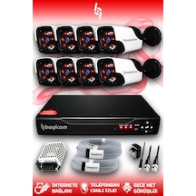 Bayicam 8 Kameralı Panda 8 Dış Kamera Set HDD'siz Full HD Gece Görüşlü Güvenlik Kamerası Sistemi