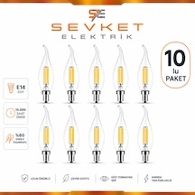 6w E14 Şeffaf Günışığı Kıvrık Mum Rustik Led Ampul 10 Adet