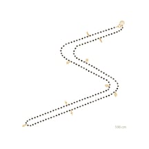 Siyah Boncuklu Altın Kaplamalı Rosary Gümüş Kolye Gold - Rose Gold - Gümüş