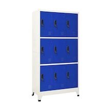 Tr Çelik Kilitli Dolap, 9 Kapılı, Gri Ve Mavi, 90 X 45 X 180 Cm, Okullar, Ofisler, Oturma Odaları Ve Koridorlar İçi Genel