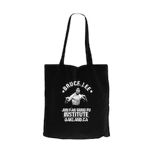 Bruce Lee Face Siyah Kanvas Bez Çanta
