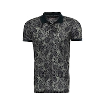Yake Store Yeşil Çiçek Desenli Polo Yaka T-shirt - Wessi - Yeşil siyah