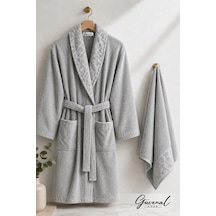 Layla Soft Unisex Bornoz Bornoz Erkek Bornoz Kadın Bornoz Hediyelik Sabahlık Çeyiz Gri