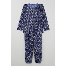 Breeze Erkek Çocuk Pijama Takımı Modern Kare & Kamuflaj Desenli 4-8 Yaş , Morcivert