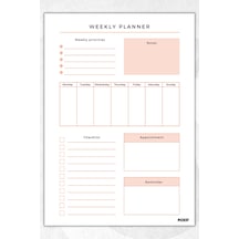 Haftalık Planlayıcı - A4 Ebat Yapılacaklar - 30 Yaprak - Weekly Planner - 0656 Çok Renkli