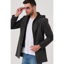 Plt8406 Dewberry Erkek Palto Desenli Siyah Antrasit Antrasit - Siyah