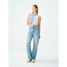 LOFT Long Wide Leg Regular Fit Kadın Pantolon Lf2032596 Q1.v1 Denim