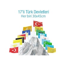 17 Eski Türk Devletleri Tüm Bayrakları Birarada Set 30x45 Cm Raşel Kumaş 1