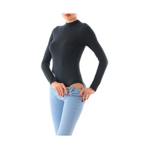 Kadın Viskon Boğazlı Kopçalı Zıbın Body-füme-füme Füme