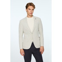 Morven Erkek Gri Örme Trend Çizgili Slim Fit Mono Yaka Ceket 26ms002013100 Gri