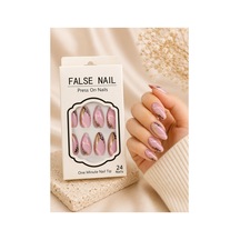 Zelüx - Pembe Leopar - 24 Adet Yapıştırma Tırnak Sanatı Seti Nail Art